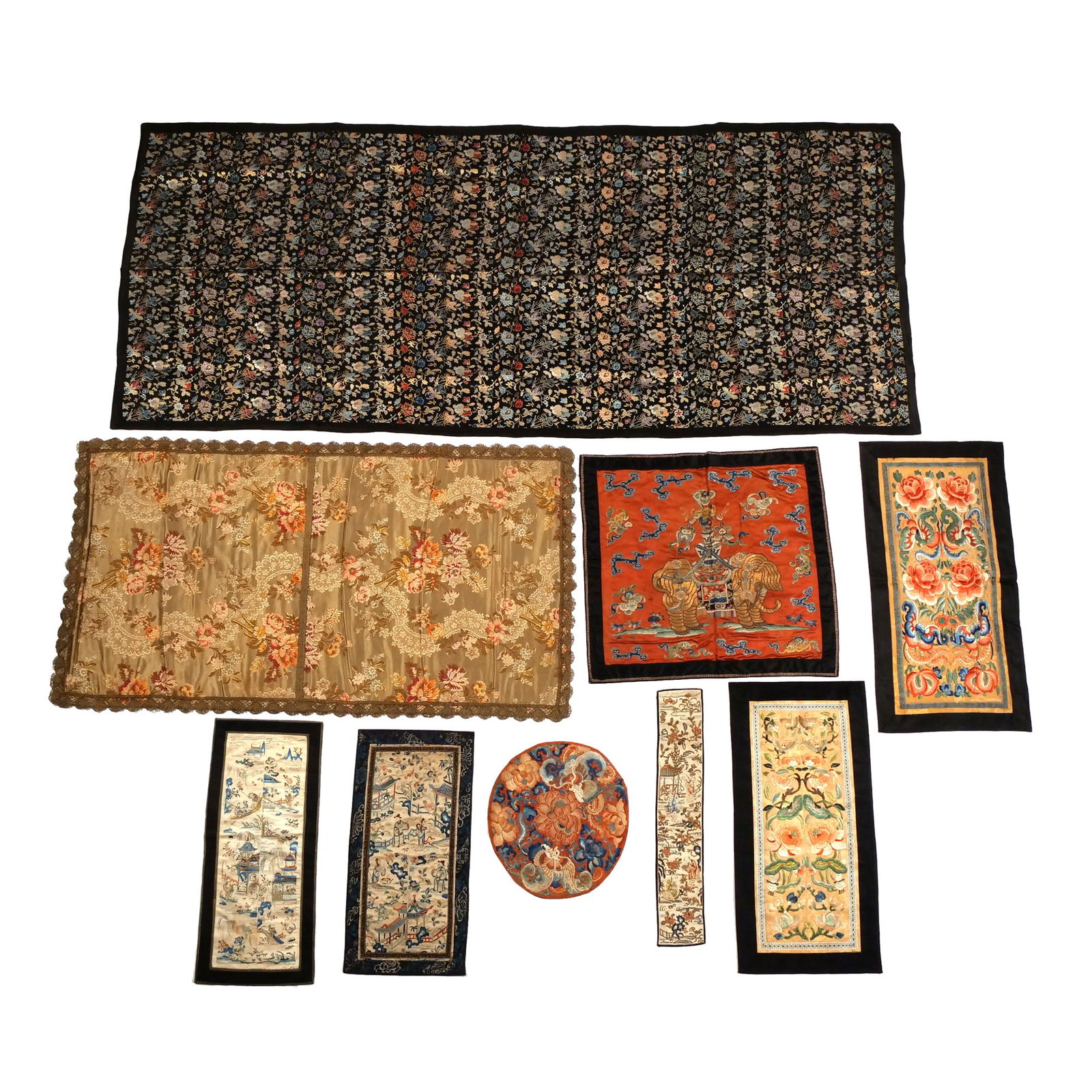 (9pc) GROUP CHINESE BUREAU SCARVES (1 of 20)