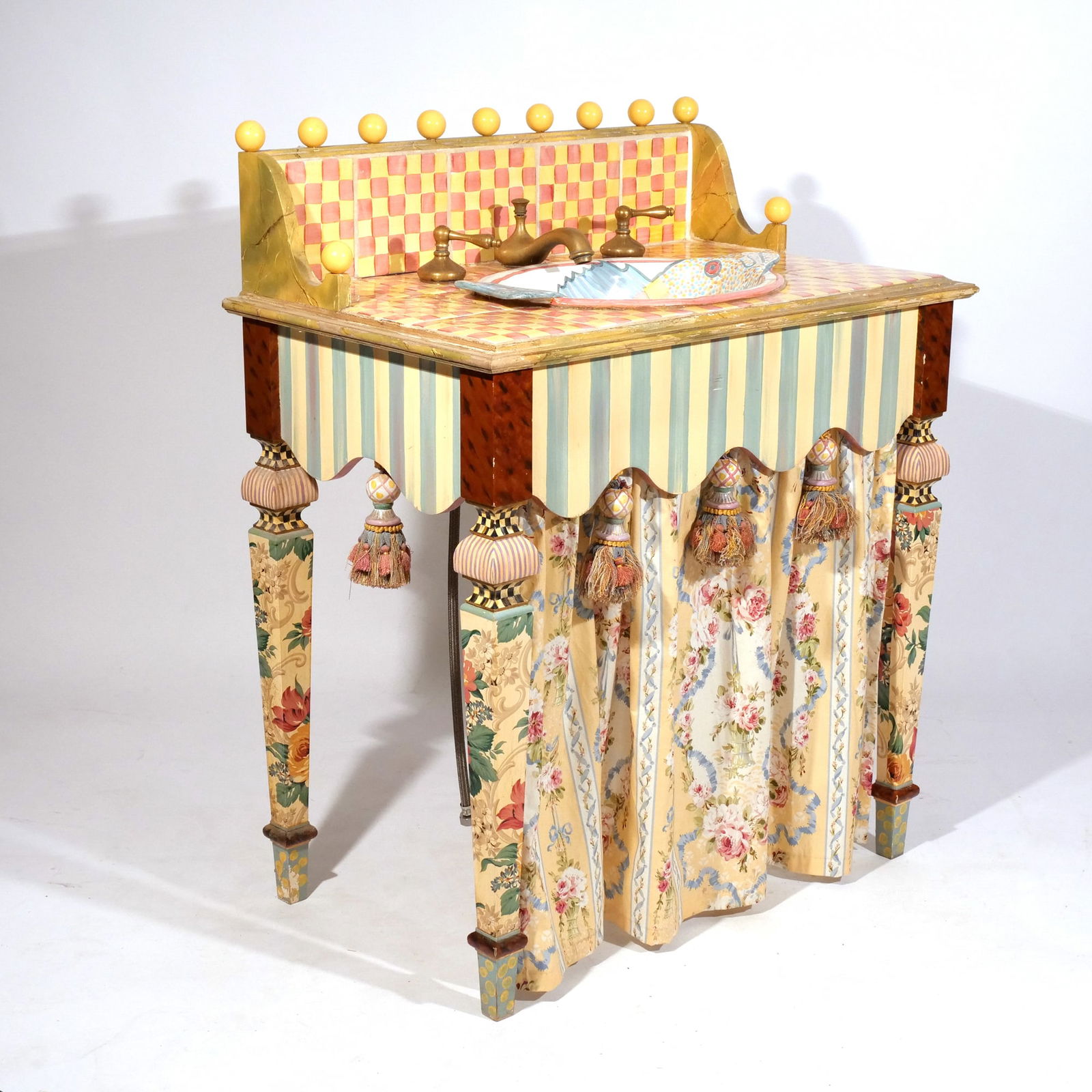 VINTAGE MACKENZIE CHILDS BATHROOM VANITY & SINK (1 of 8)