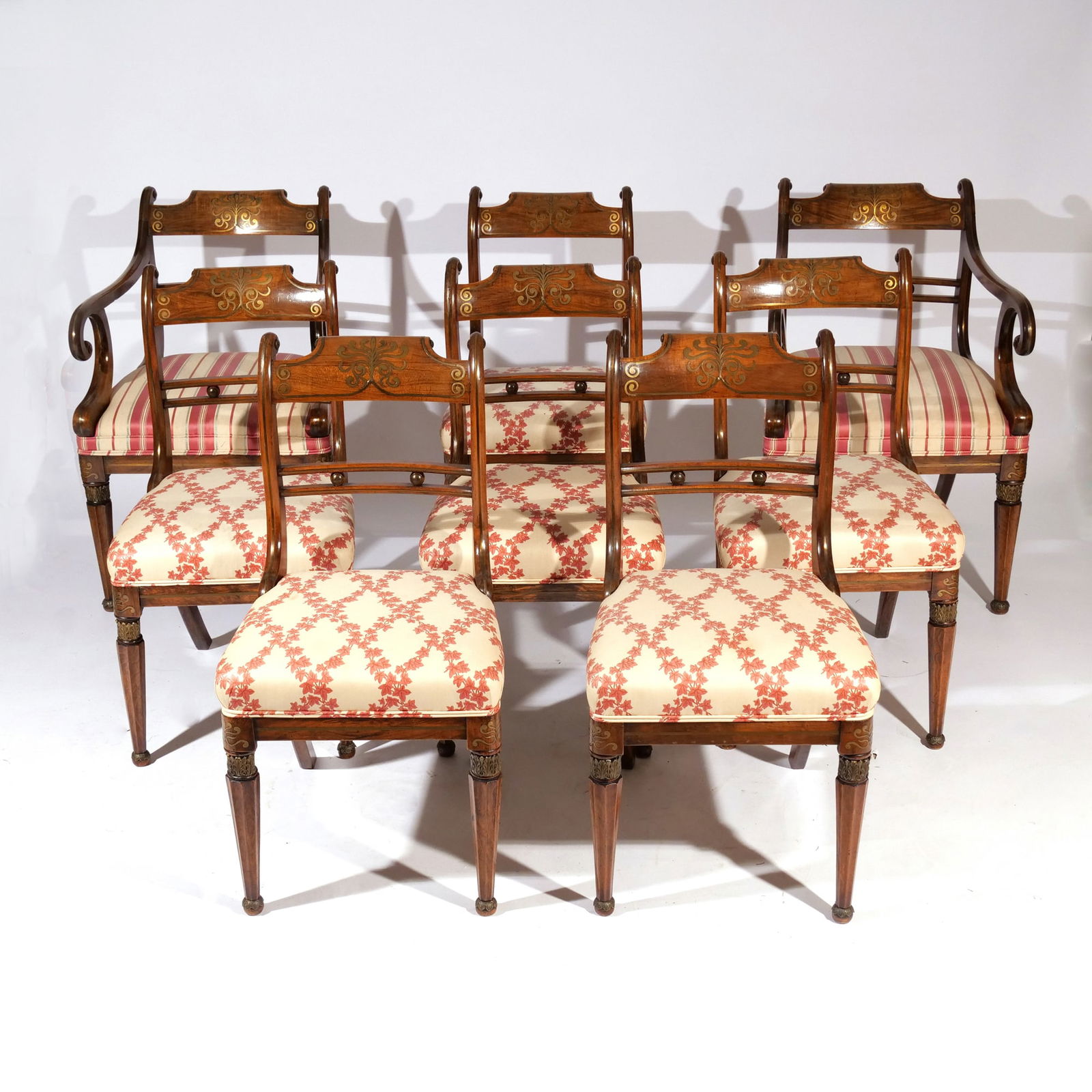 (8pc) WILLIAM IV DINING CHAIRS WITH BRASS INLAY (1 of 11)