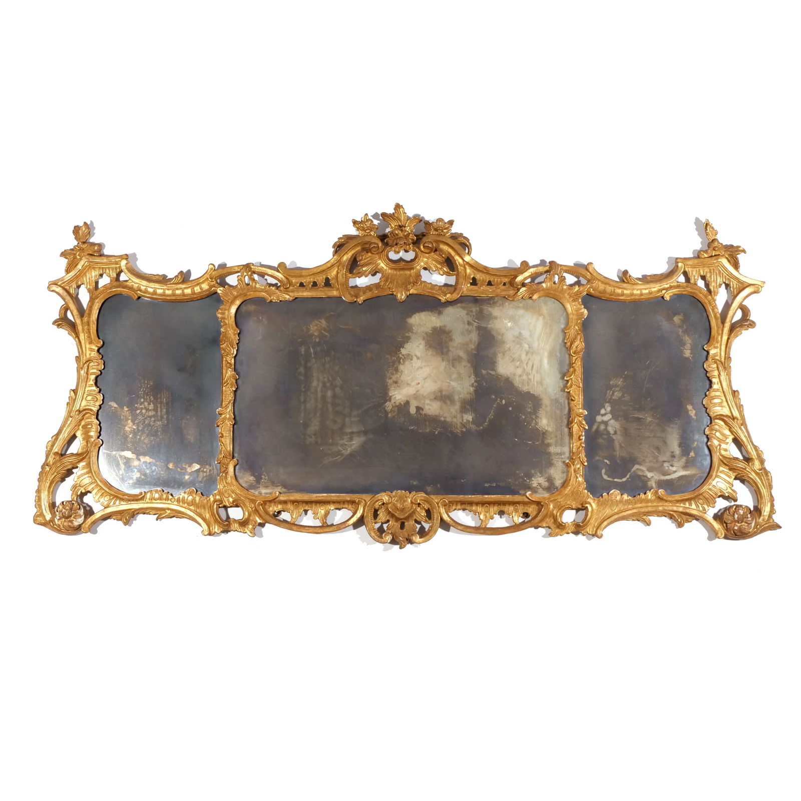 19th C. or EARLIER GILT PARTITIONED WALL MIRROR (1 of 9)