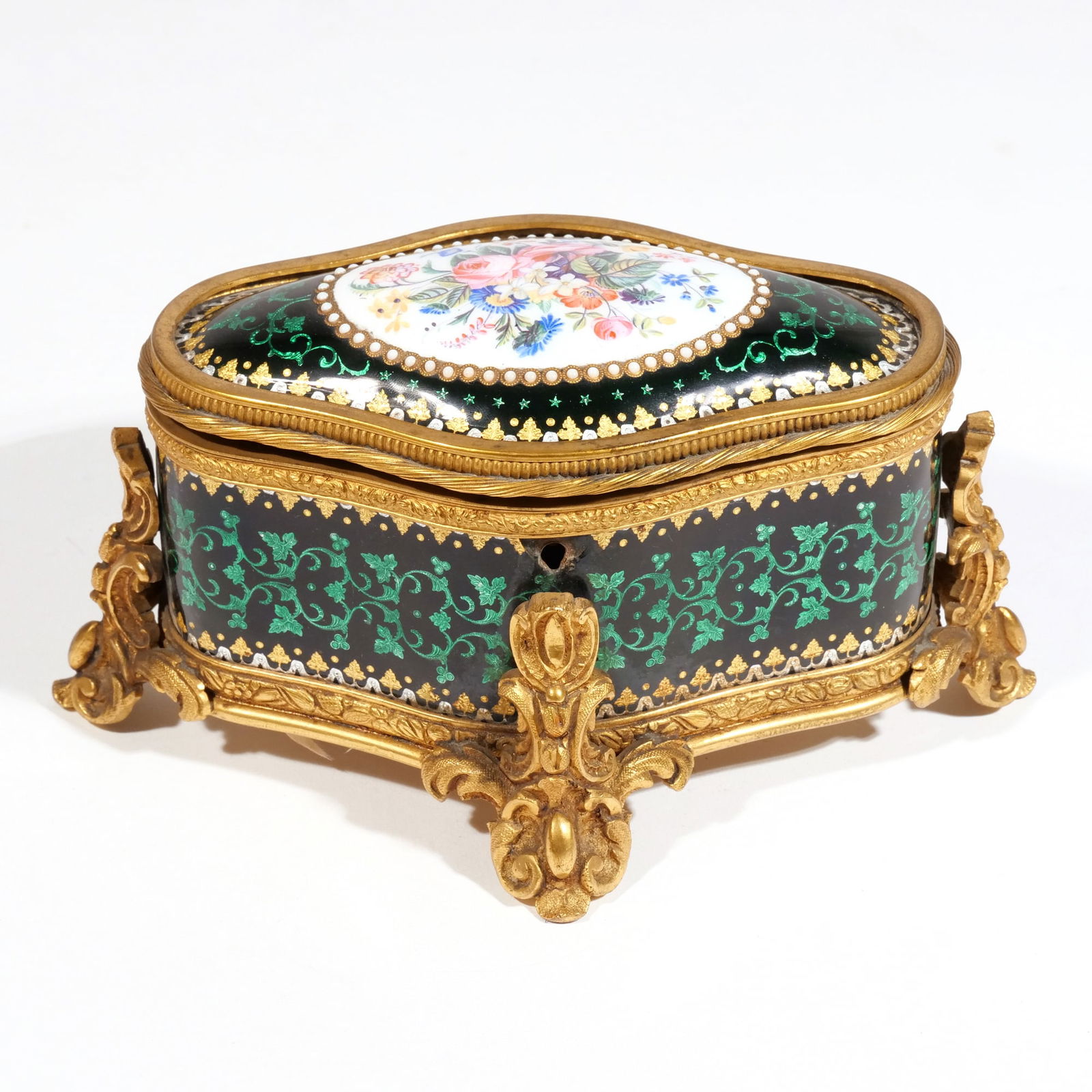 FRENCH GILT-ORMOLU & ENAMEL VANITY BOX (1 of 10)
