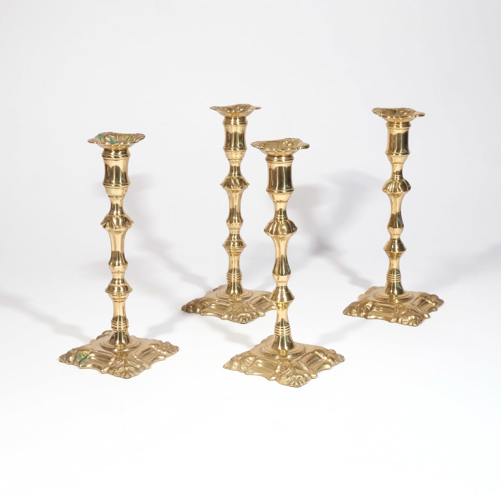 (4pc) RARE SET of FOUR TALL BRASS CANDLESTICKS (1 of 7)
