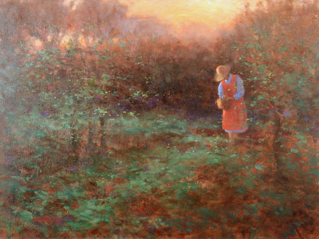 71) DAVID R. GRIFFIN ( B. 1953-) O/C, GIRL IN: DAVID R. GRIFFIN ( B. 1953-) O/C, GIRL IN WOODLANDS SETTING, "A SPECIAL PLACE", 17 ½ X 23 ½"