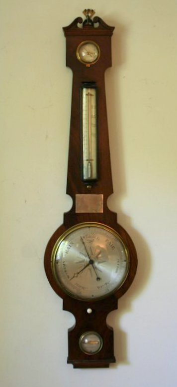 581) WHITE & SON BANJO BAROMETER, H: 40": 581) WHITE & SON BANJO BAROMETER, H: 40"