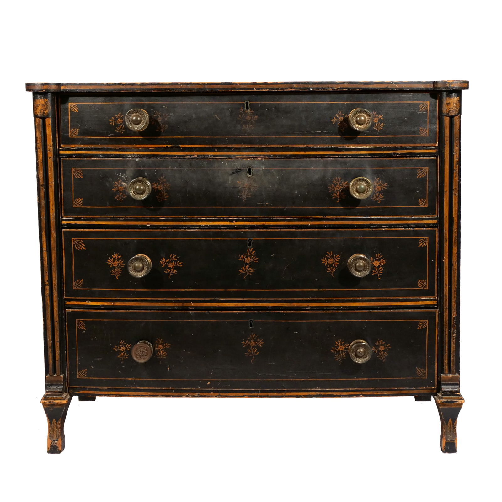 FOLK ART BOW FRONT PAINTED CHEST (1 of 15)