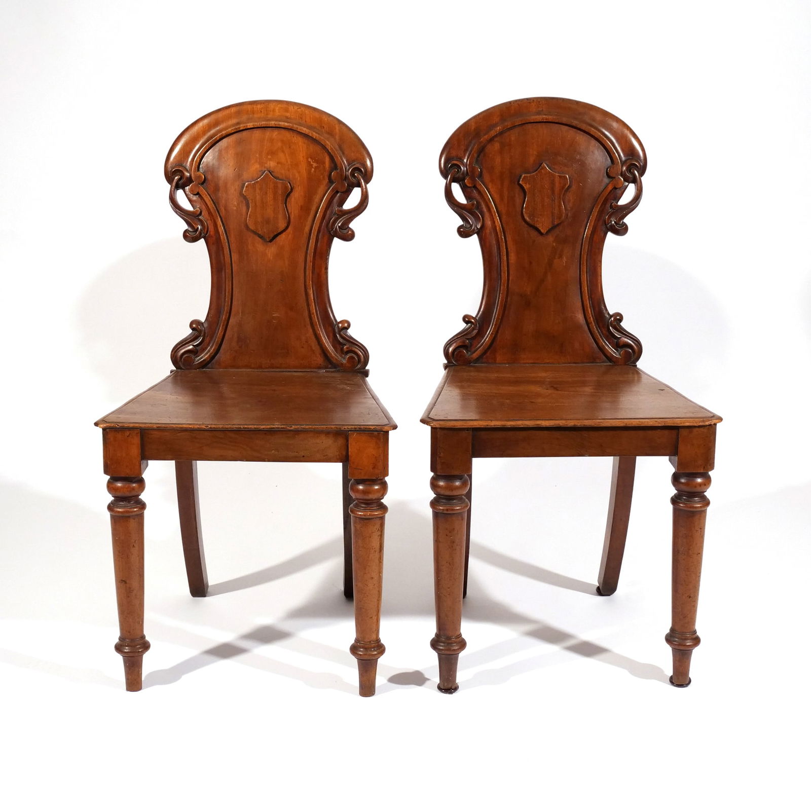 PAIR VICTORIAN SHIELD BACK HALL CHAIRS (1 of 18)