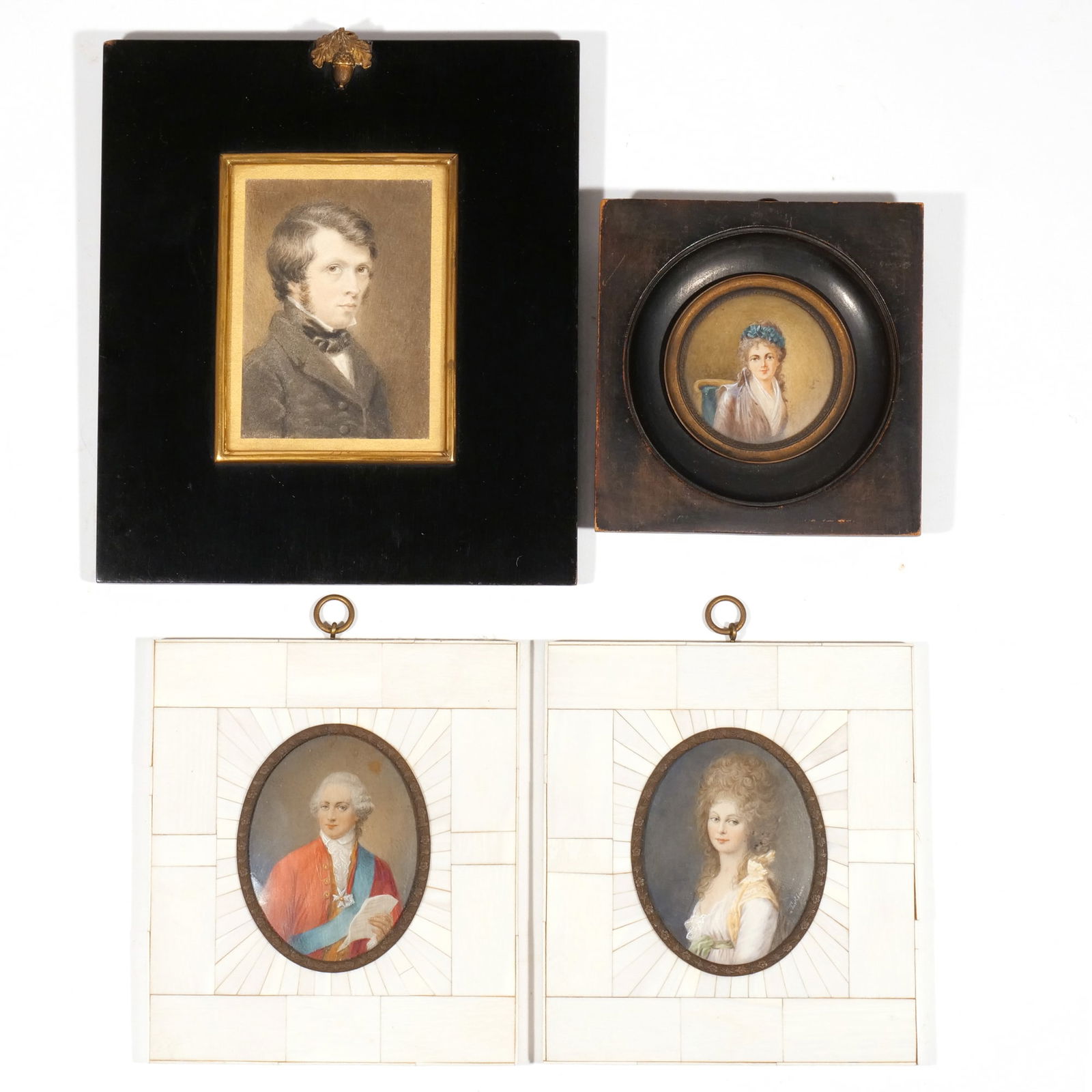 (4pc) CONTINENTAL PORTRAIT MINIATURES (1 of 17)