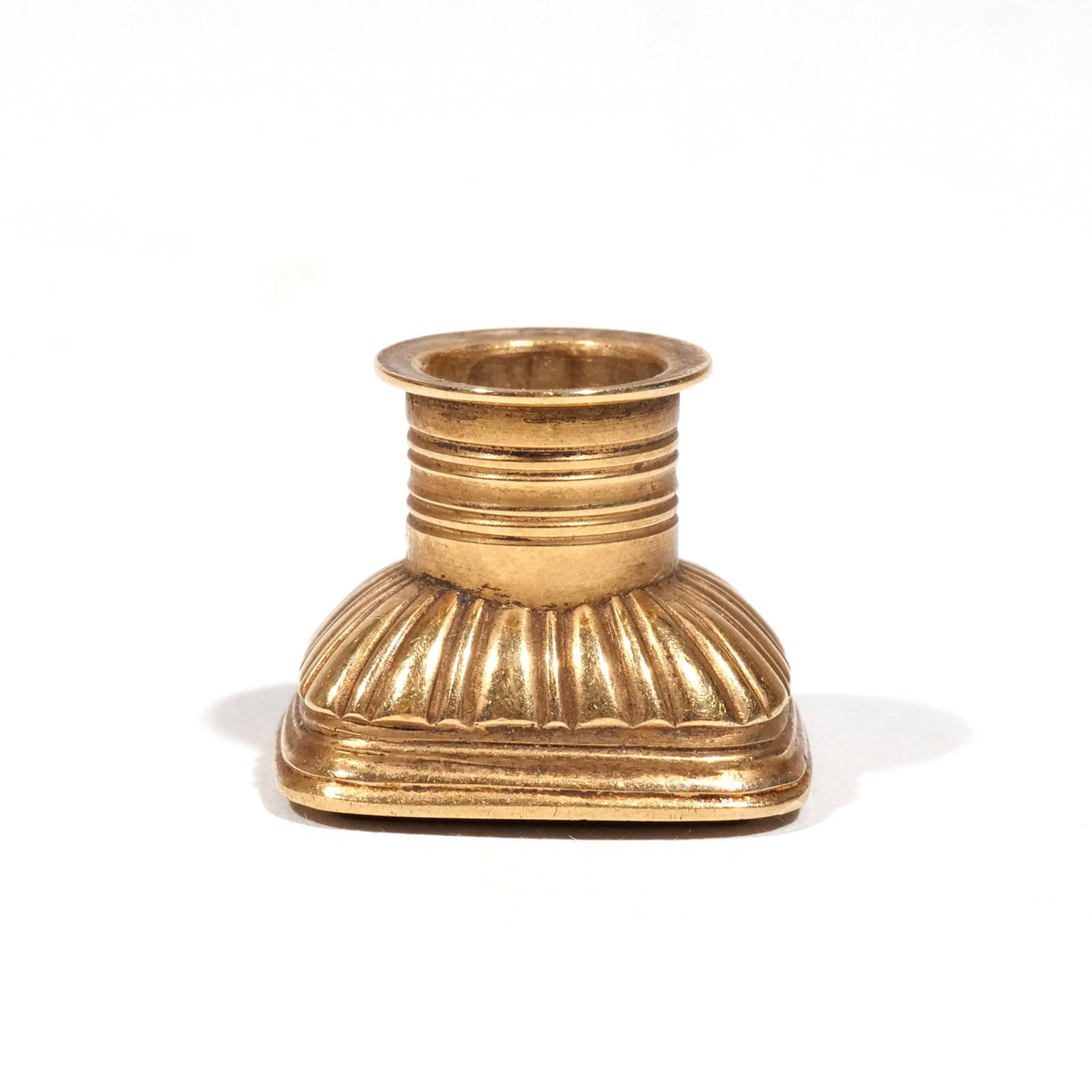 14k GOLD SEAL STAMP: Likely 18th century, a rectangular bloodstone seal set in 14k yellow gold (unmarked but tested) with a bone handle, stamp reads "Copped Hall / Epping" (Copped Hall was the name of the family estate ne