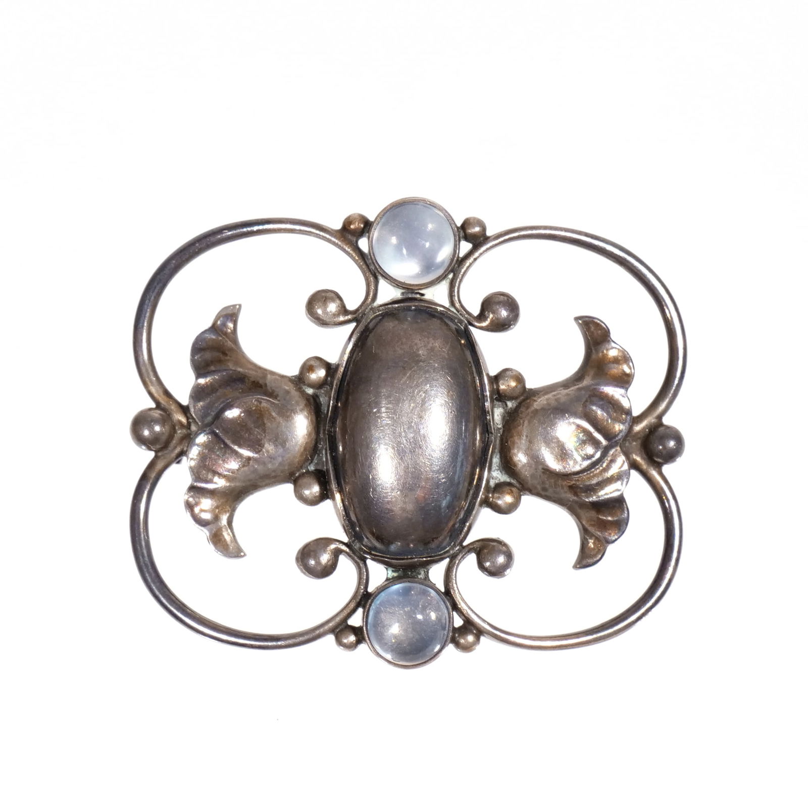 GEORG JENSEN STERLING PIN WITH MOONSTONES (1 of 5)