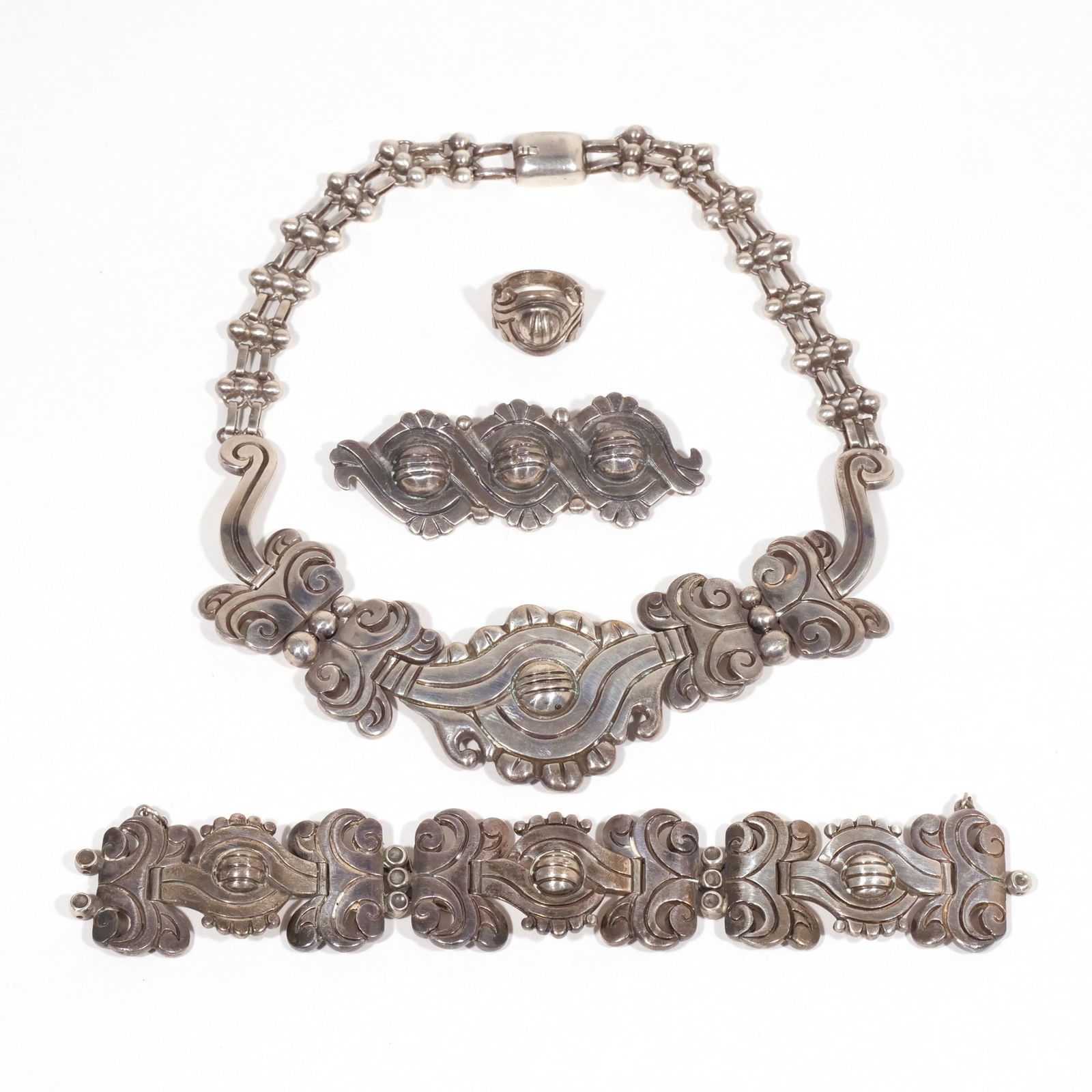 (4pc) HECTOR AGUILAR MAGUEY SILVER PARURE (1 of 10)