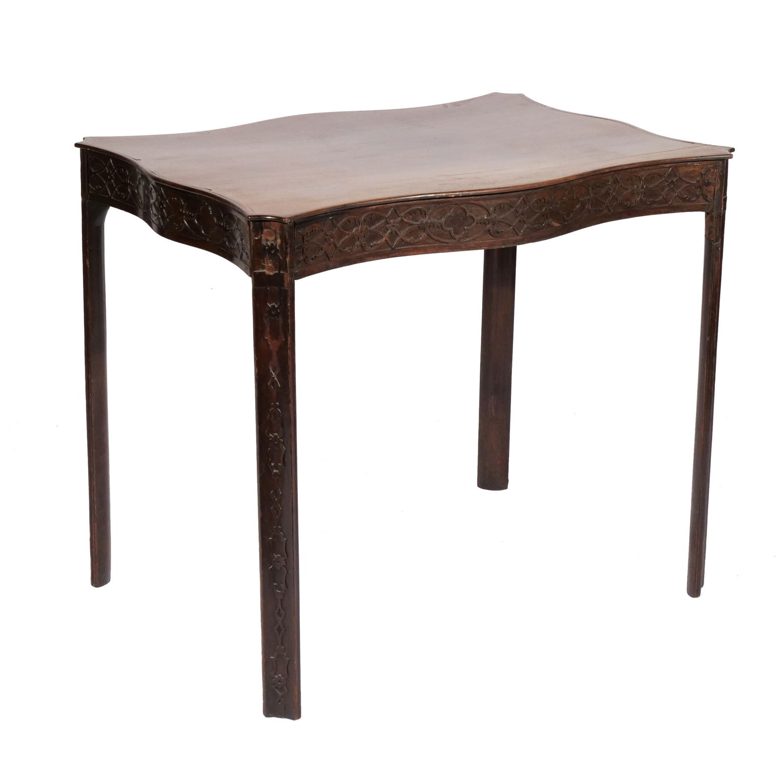 GEORGE III MAHOGANY SERPENTINE SILVER TABLE (1 of 8)