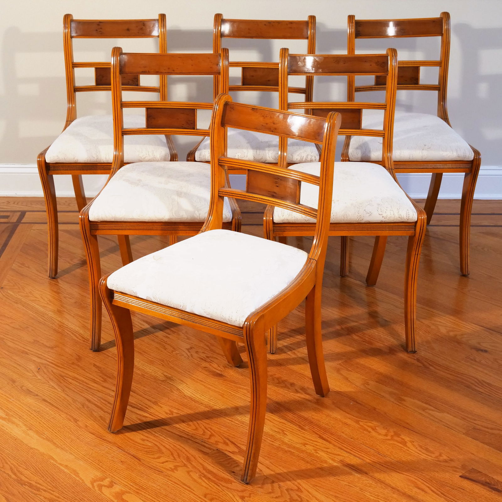 (10pc) REGENCY-STYLE WALNUT DINING CHAIRS (1 of 13)