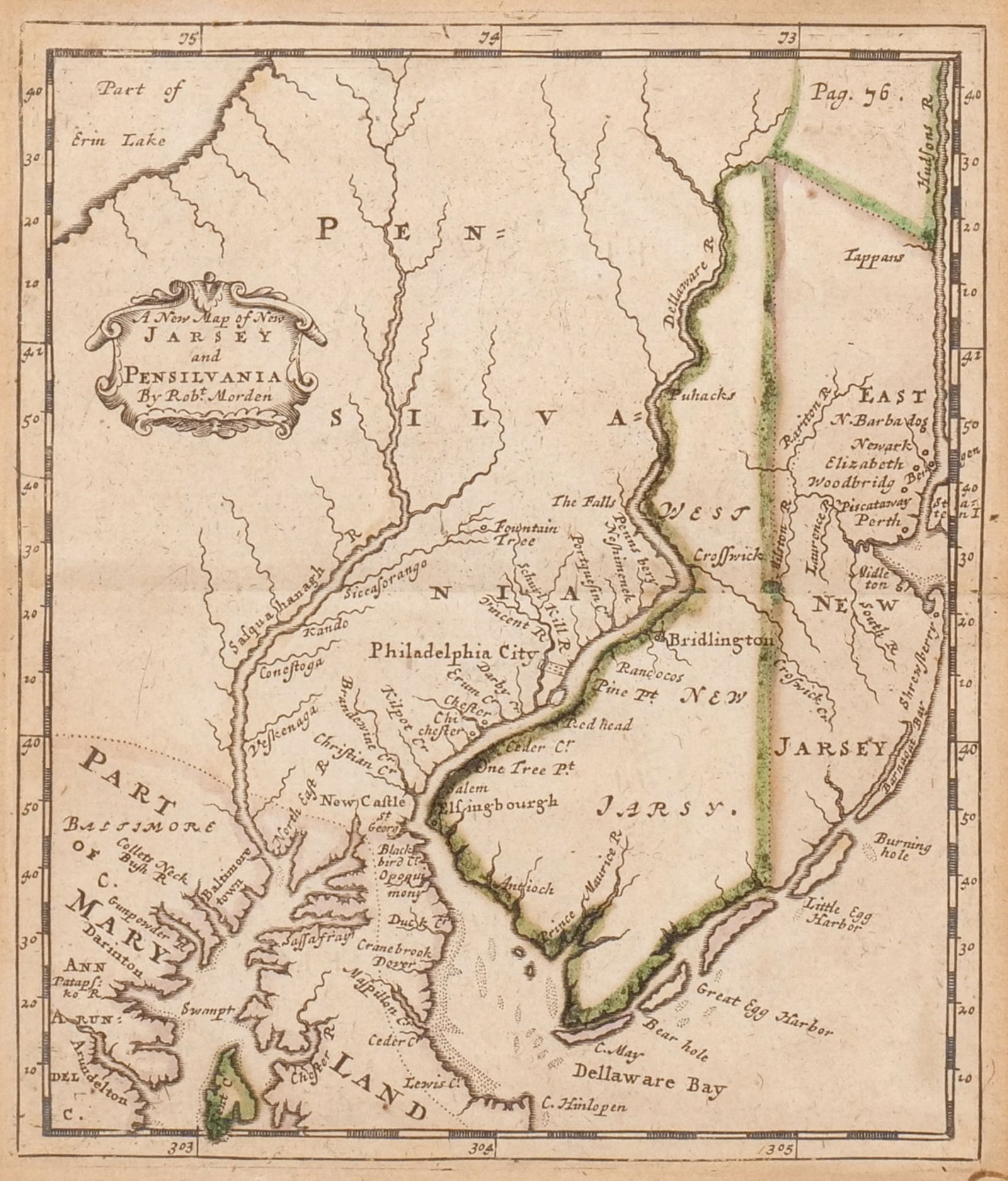 ROBERT MORDEN, MAP of NEW JARSEY & PENSILVANIA (1 of 9)