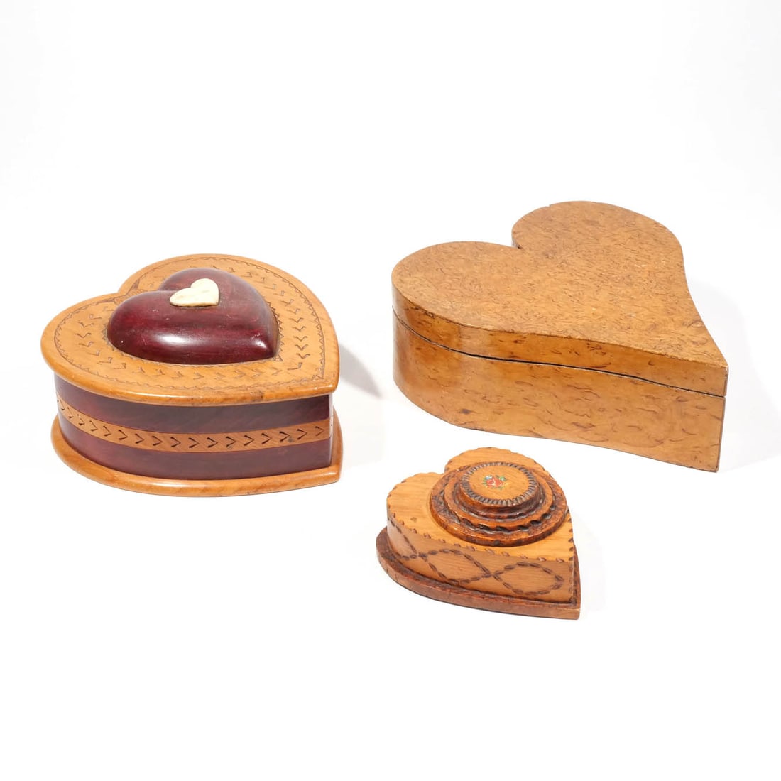 (3pc) WOODEN HEART BOXES (1 of 12)