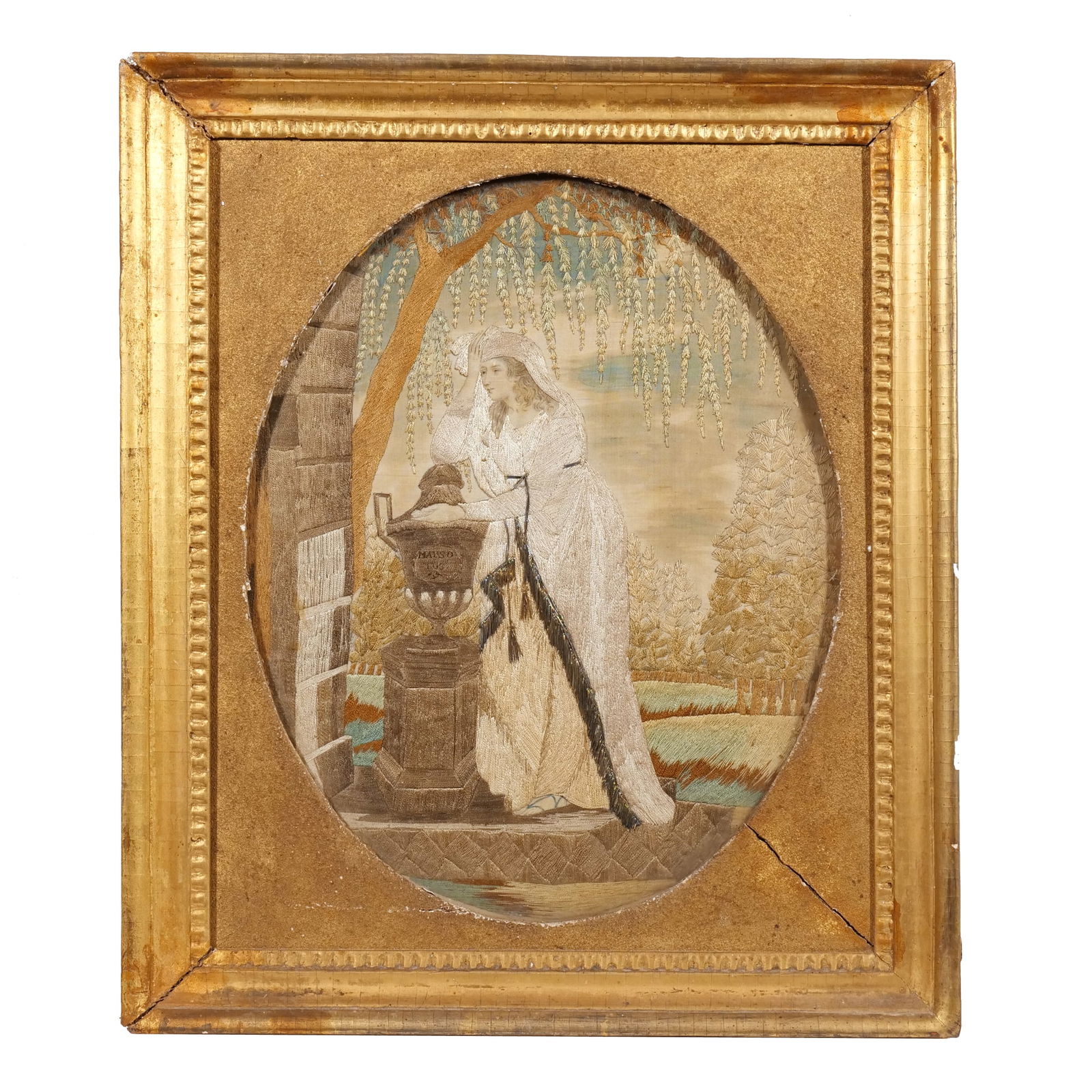 AMERICAN or ENGLISH MOURNING EMBROIDERY in TONDO (1 of 7)