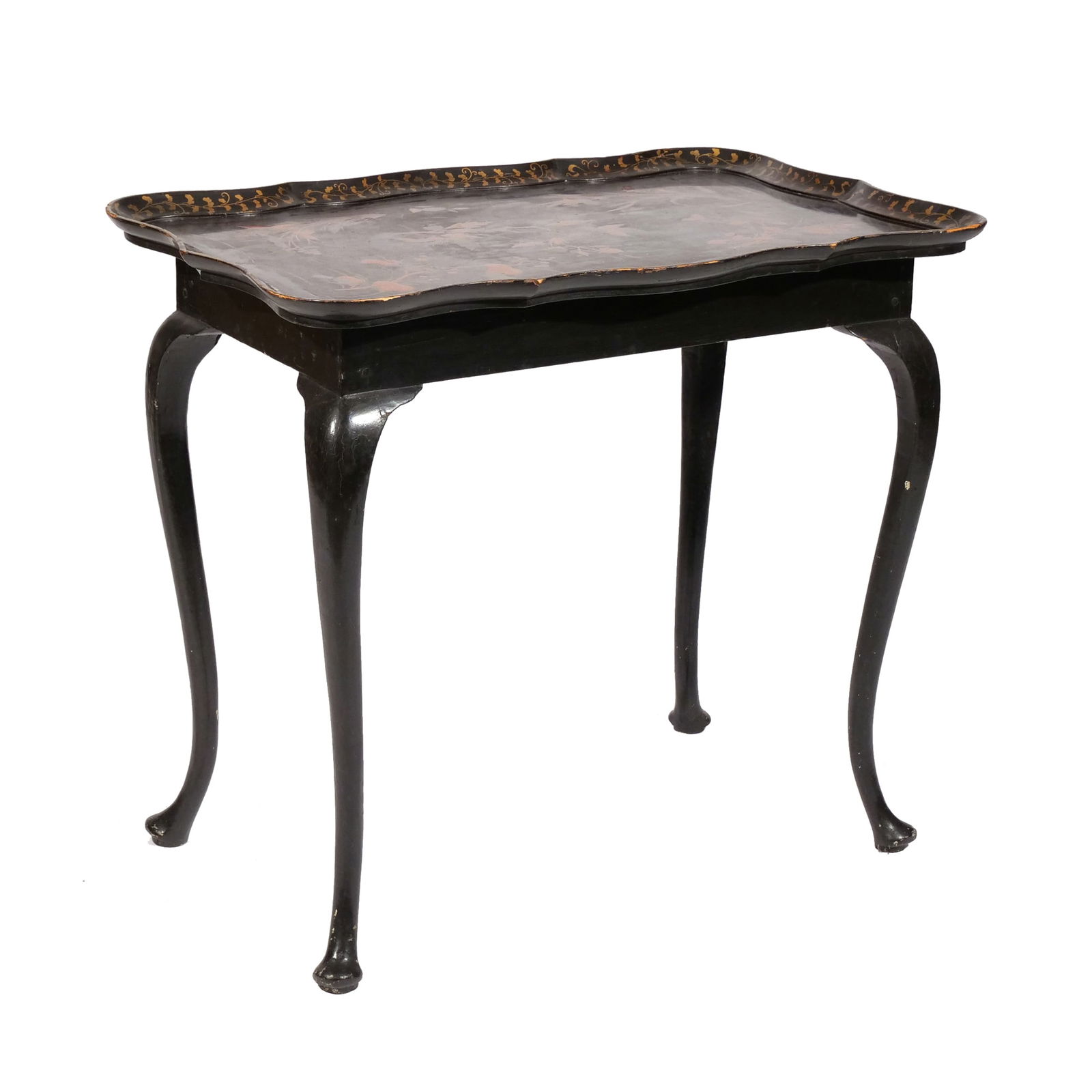 BLACK LACQUERED TEA TABLE, early 19th century (1 of 8)