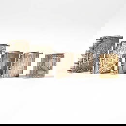 (5pc) ENGLISH SILVER BOOK-FORM VINAIGRETTES & BOX