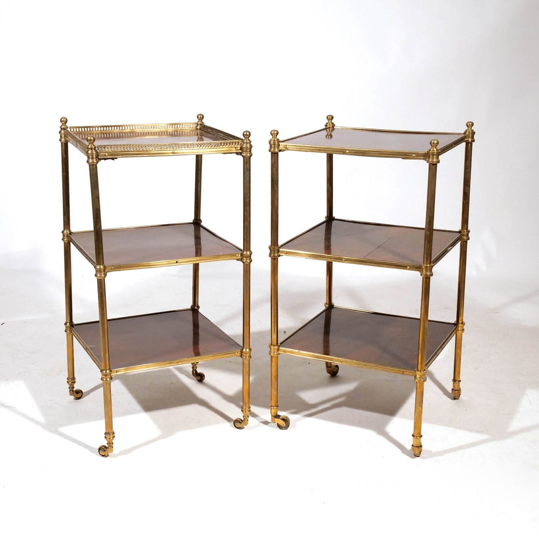 (2pc) SIMILAR BRASS ETAGERE SIDE TABLES (1 of 13)