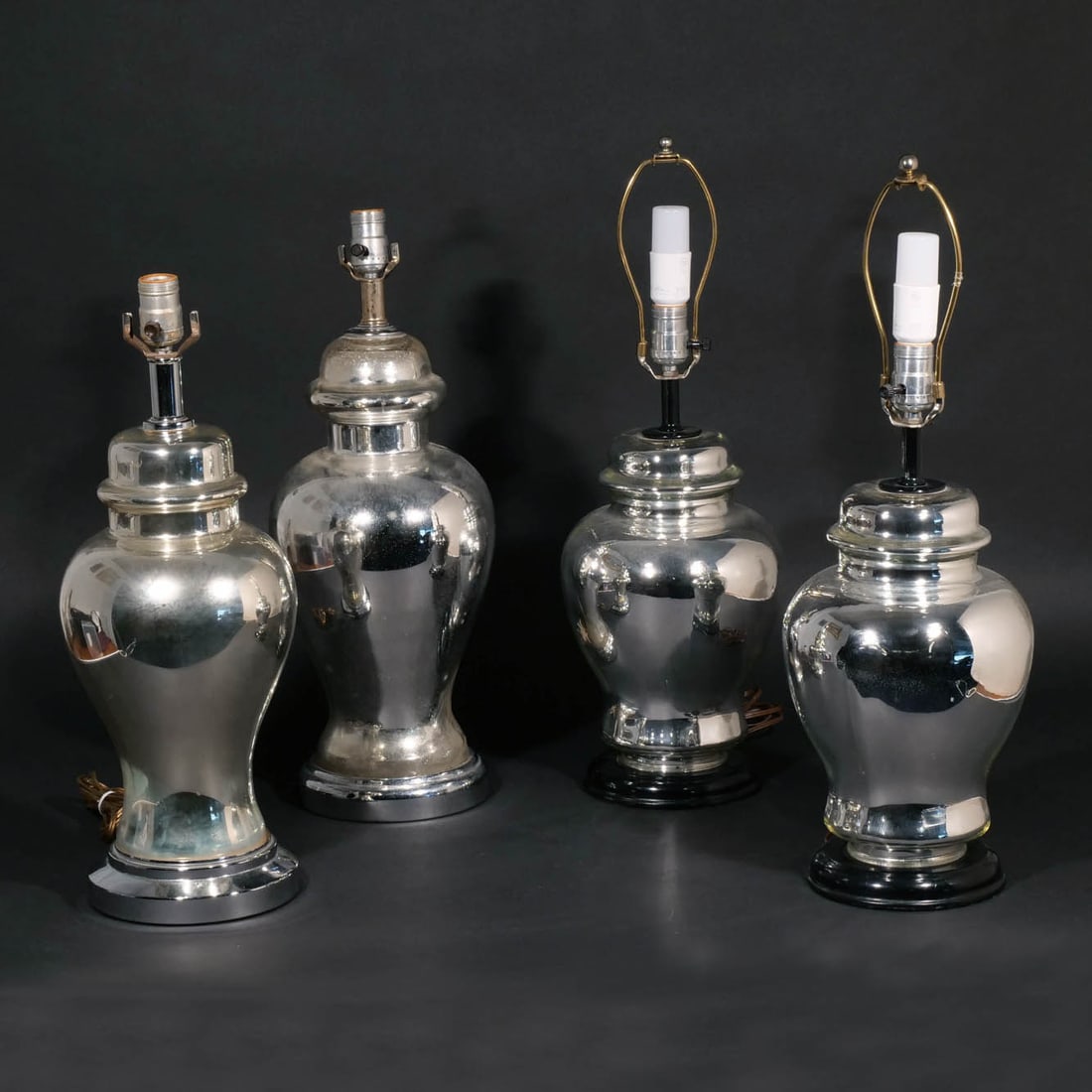 (4pc) TWO PAIRS of MERCURY GLASS LAMPS (1 of 9)