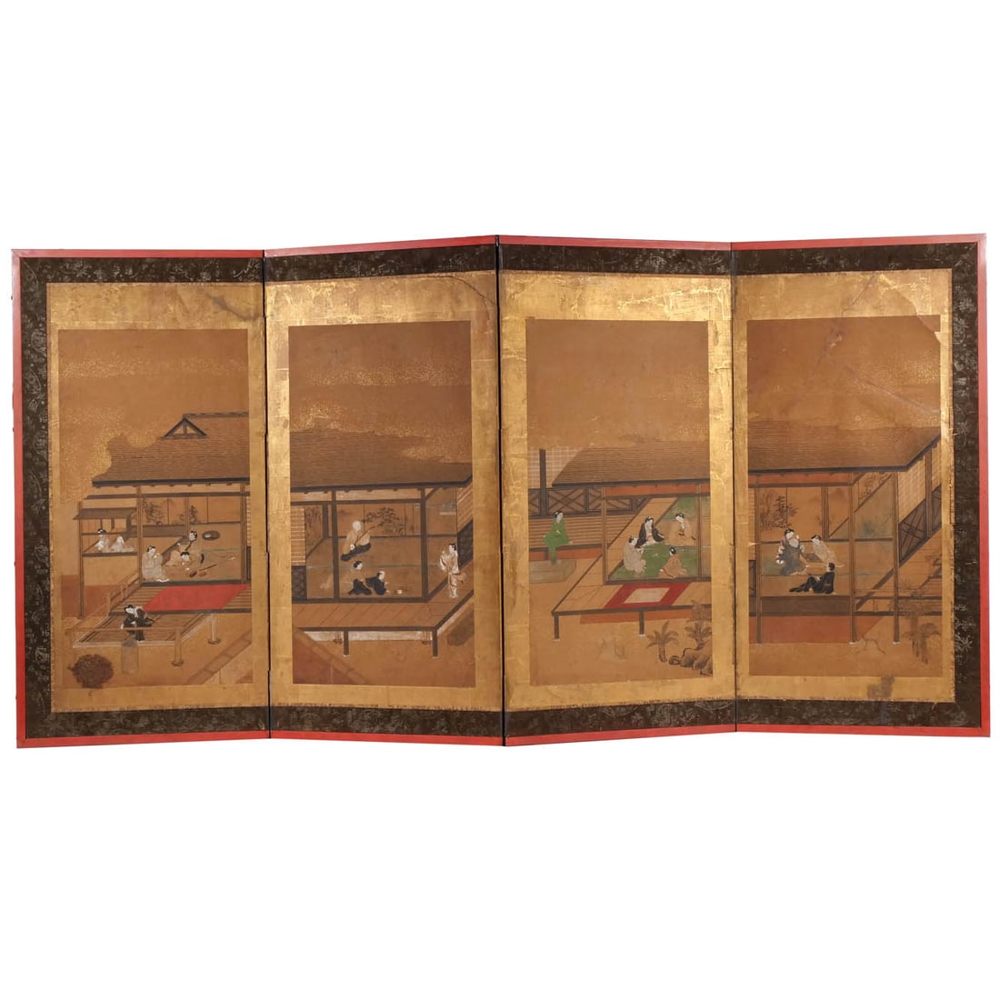 JAPANESE FOUR-PANEL PAINTED SCREEN (1 of 12)