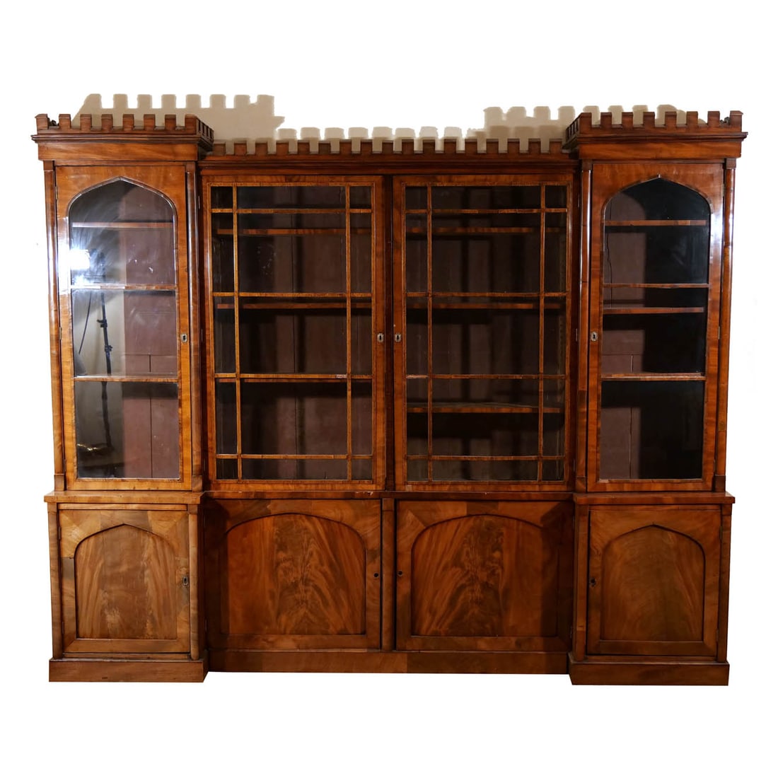 GOTHIC REVIVAL MAHOGANY BOOKCASE CABINET (1 of 10)
