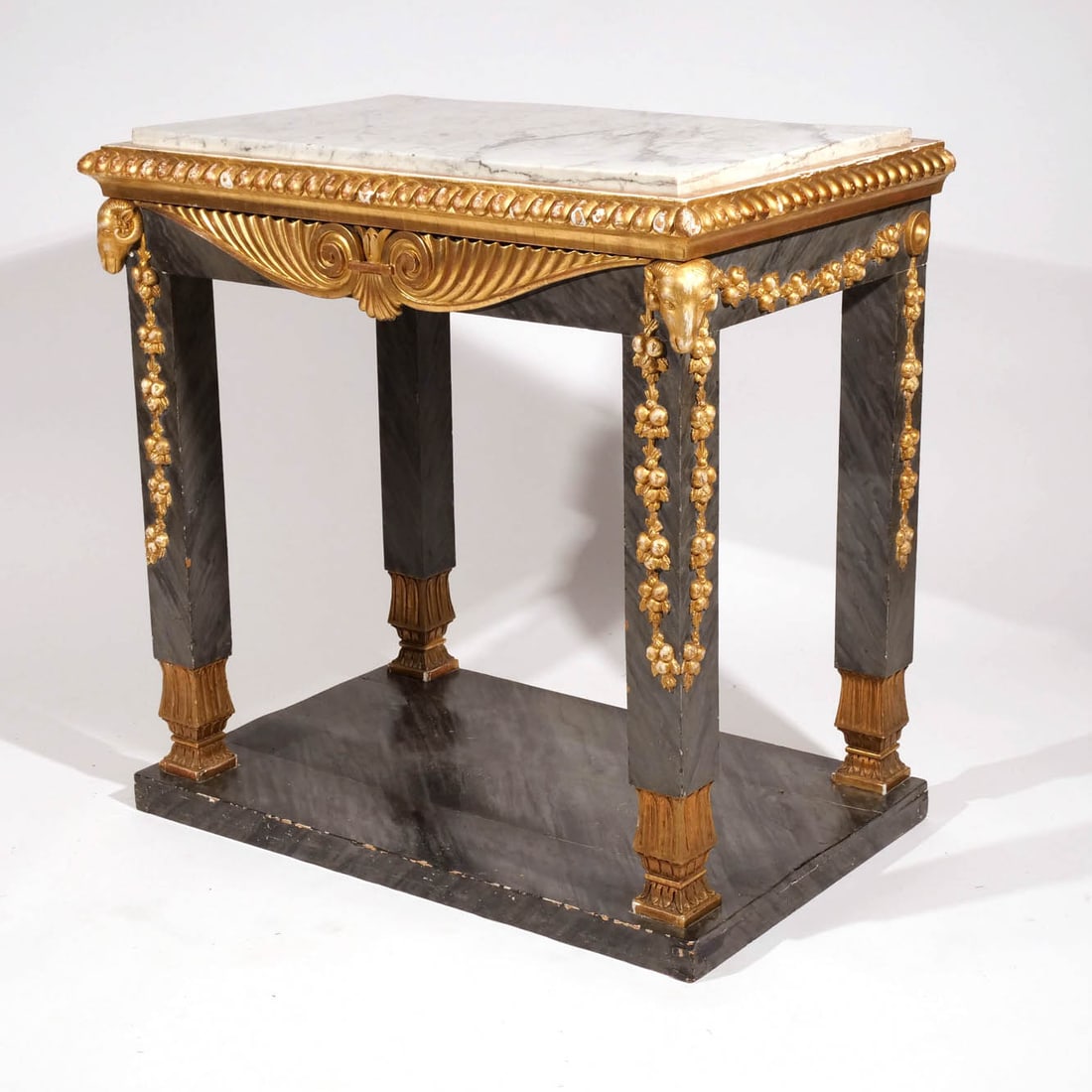 NEOCLASSICAL FAUX PAINTED GILT CARVED CONSOLE (1 of 15)