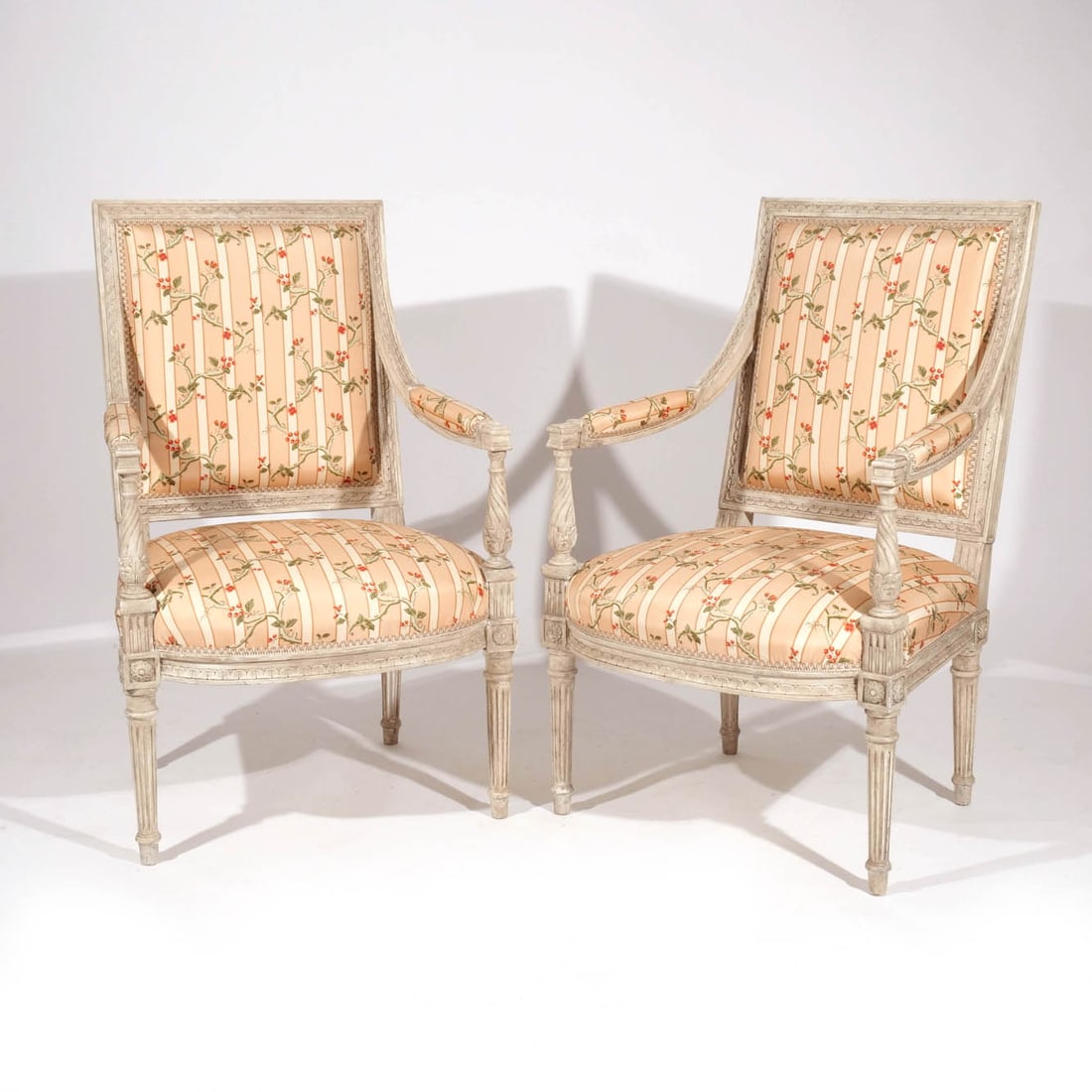 PAIR LOUIS XVI WHITE PAINTED FAUTEUILS (1 of 9)