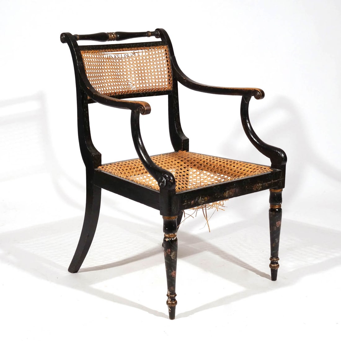 NEOCLASSICAL BLACK PAINTED ARMCHAIR (1 of 11)