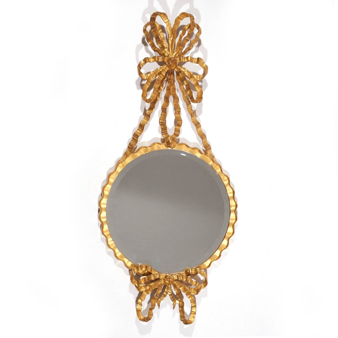 FRENCH BOW DESIGN GILT CIRCULAR MIRROR (1 of 9)