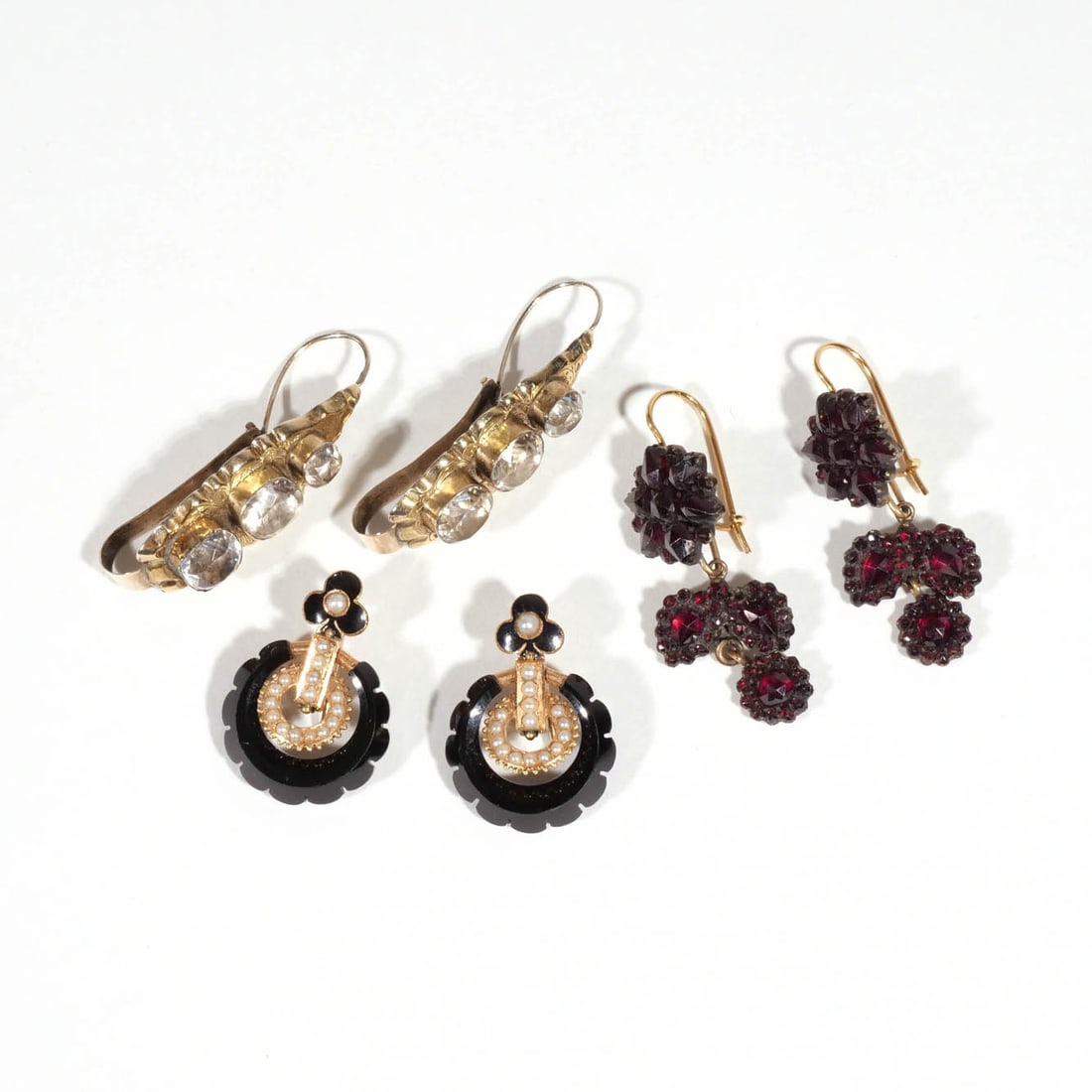 (6pc) THREE PAIRS OF ANTIQUE EARRINGS (1 of 9)