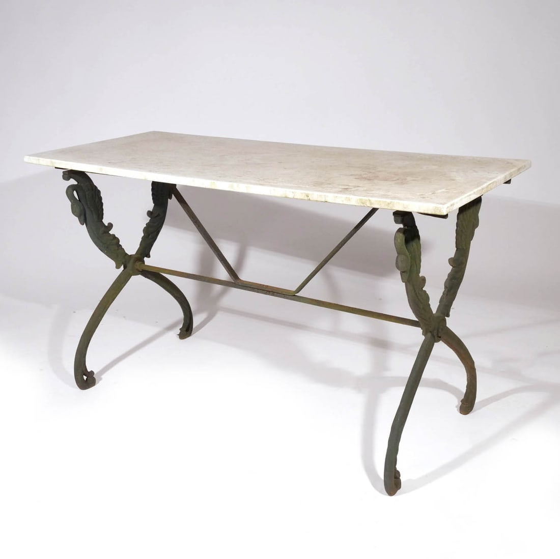 CAST IRON & MARBLE TOP TABLE (1 of 10)
