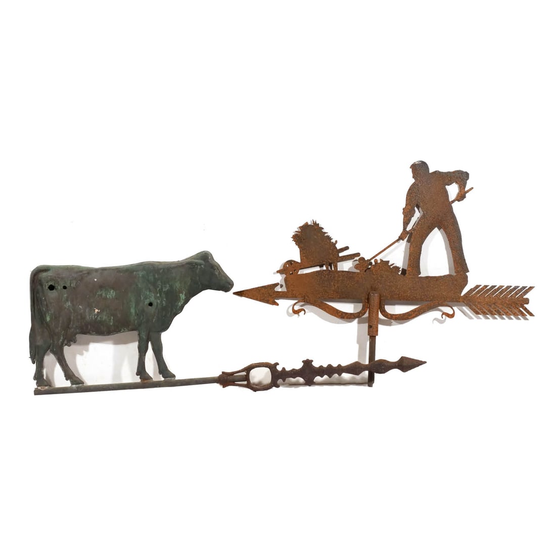 (2pc) WEATHERVANES: FARMER & COW (1 of 12)