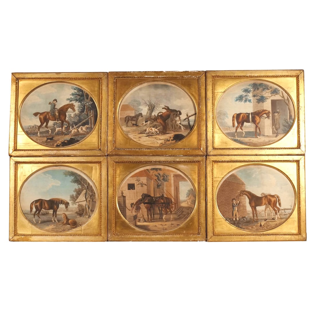 (6pc) CONTINENTAL EQUESTRIAN WATERCOLORS (1 of 11)