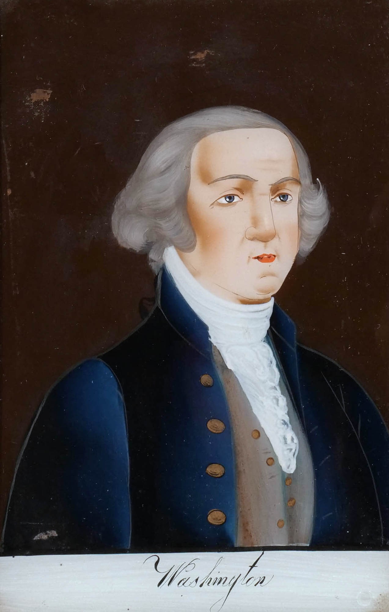 REVERSE PAINTED PORTRAIT GEORGE WASHINGTON, 19th C (1 of 5)