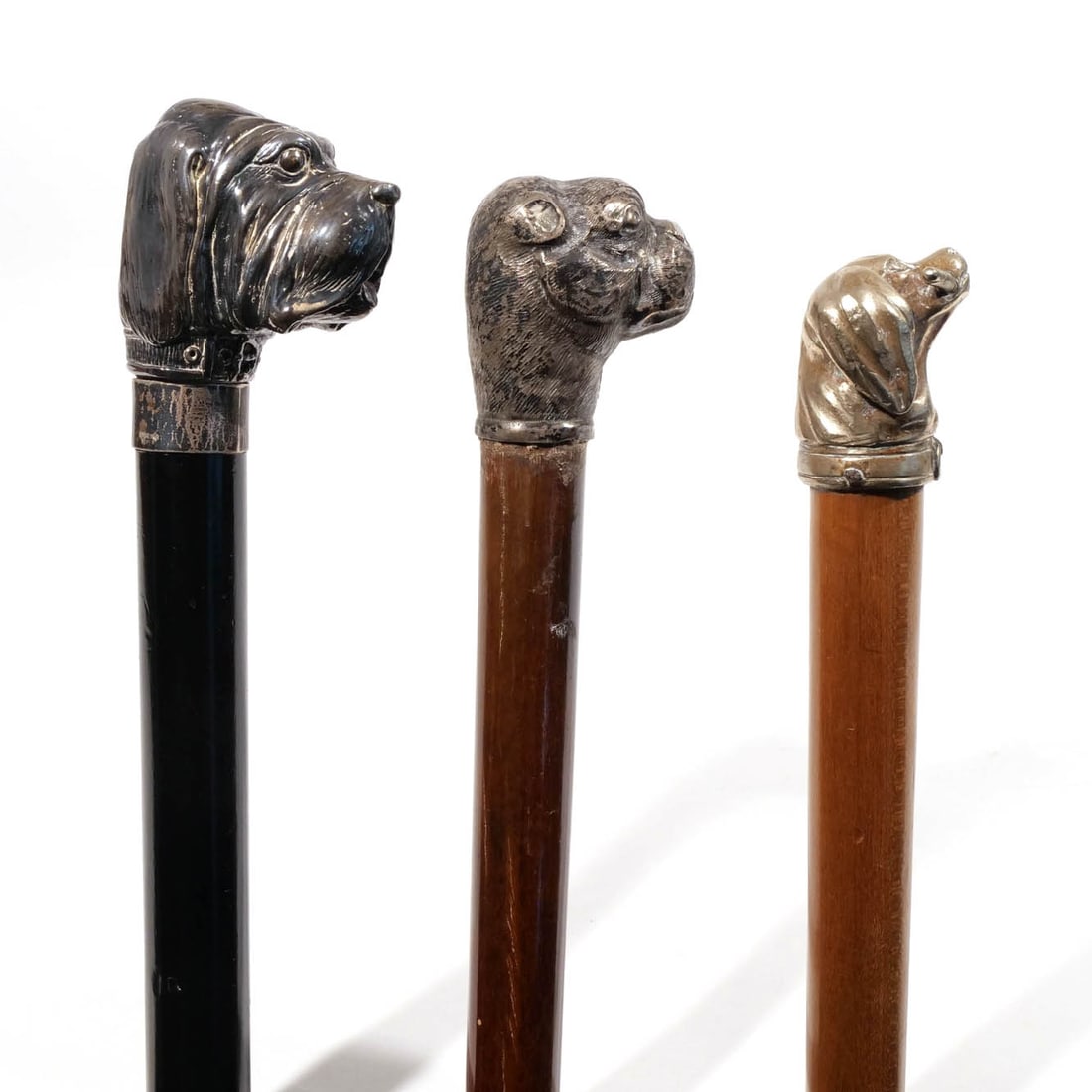 (3pc) METAL DOG'S HEAD WALKING STICKS (1 of 13)