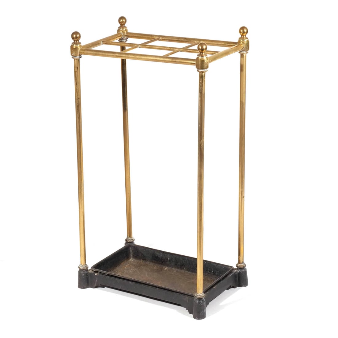 ANTIQUE BRASS & IRON WALKING STICK STAND (1 of 6)