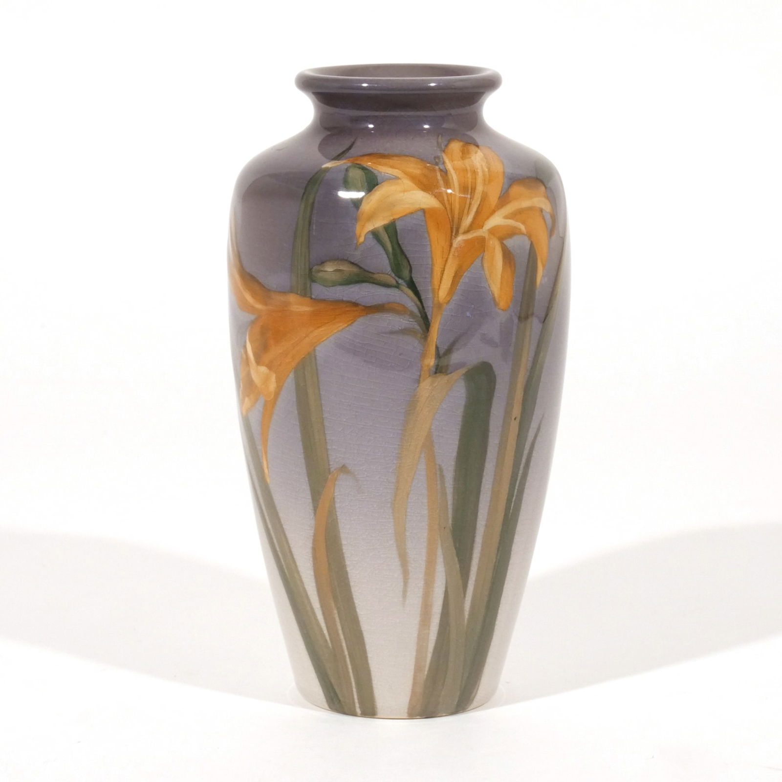 ROOKWOOD GLAZED FLORAL DECORATED VASE (1 of 8)