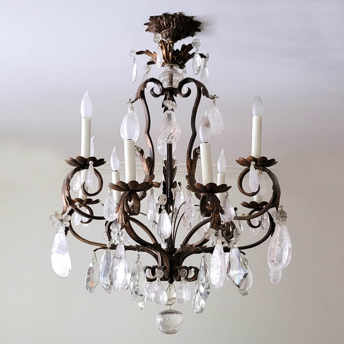 LOUIS XVI-STYLE ROCK & CUT CRYSTAL CHANDELIER (1 of 8)