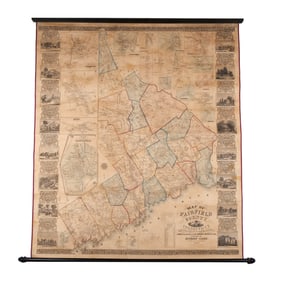 1858 WALL MAP of FAIRFIELD COUNTY