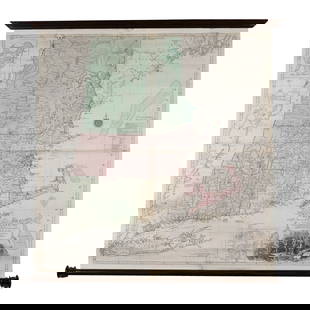 1776 WALL MAP of NEW ENGLAND | Lotter: Lotter, Tobias Conrad (1717-1777); after Braddock Mead (alias John Green). A Map of the Most Inhabited Part of New England... Augsburg, 1776. Large engraved map in four sheets with original hand-color