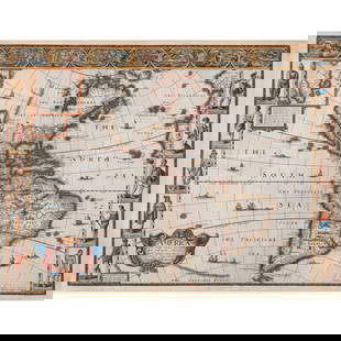 1626 MAP of AMERICA | Speed, John: S(peed), J(ohn). America with those known parts in that unknowne worlde both people and manner of buildings... (London): G(eorge). Humble, 1626 (but 1627). Engraved map with hand-coloring, engraved by