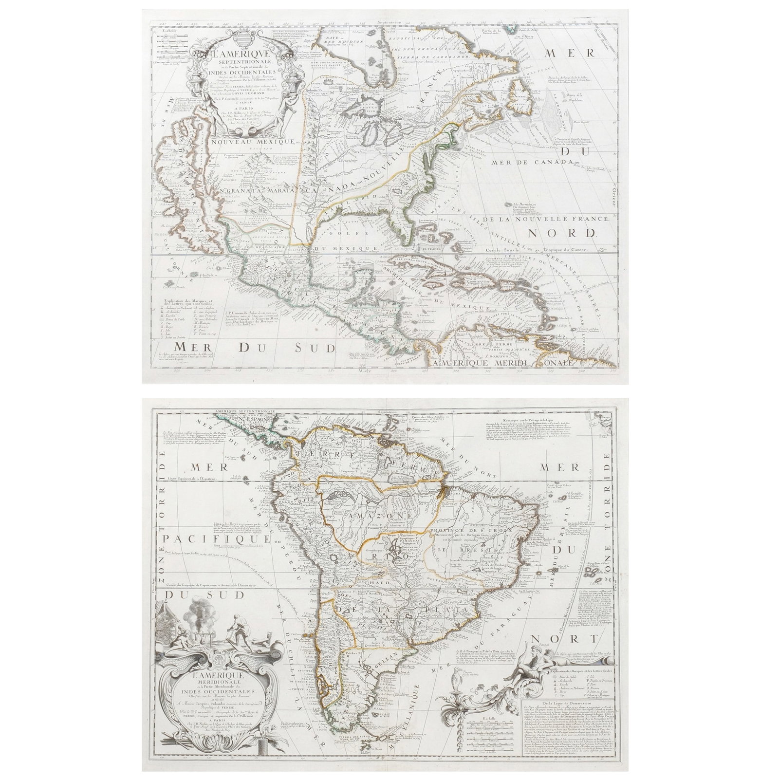 (2pc) 1689 MAPS of AMERICA | Coronelli & Nolin (1 of 13)