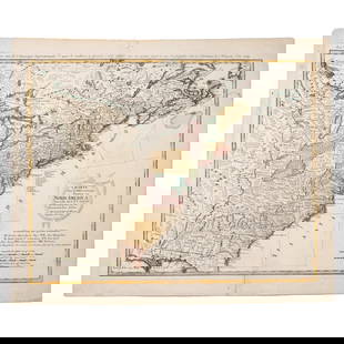 1784 MAP of the AMERICAN COLONIES | Gussefeld: Gussefeld, F. L. Charte uber die XIII vereinigte Staaten von Nord-America,? Nuremberg: Homann Heirs, 1784. Double-page engraved map with hand-coloring. Matted. h. 18-1/4 w. 23-1/2 in. (plate) overall: