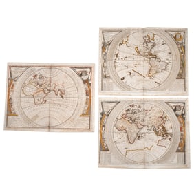 (3pc) C. 1691 MAPS OF THE WORLD | Coronelli