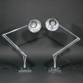 PAIR HERBERT PERRY CHROMED DESK LAMPS