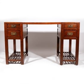 CHINESE DOUBLE PEDESTAL HARDWOOD DESK