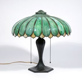 JOHN MORGAN & SONS LEADED GLASS LAMP
