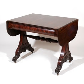 RARE BOSTON CLASSICAL CARVED MAHOGANY SOFA TABLE