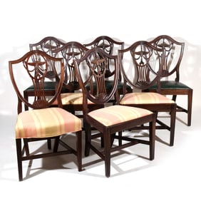 (7pc) SET OF 6 SHIELD-BACK KYLIX SIDE CHAIRS