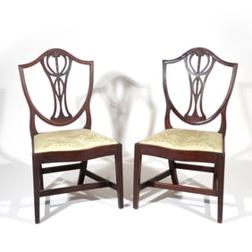 PAIR HEPPLEWHITE SHIELD-BACK SIDE CHAIRS